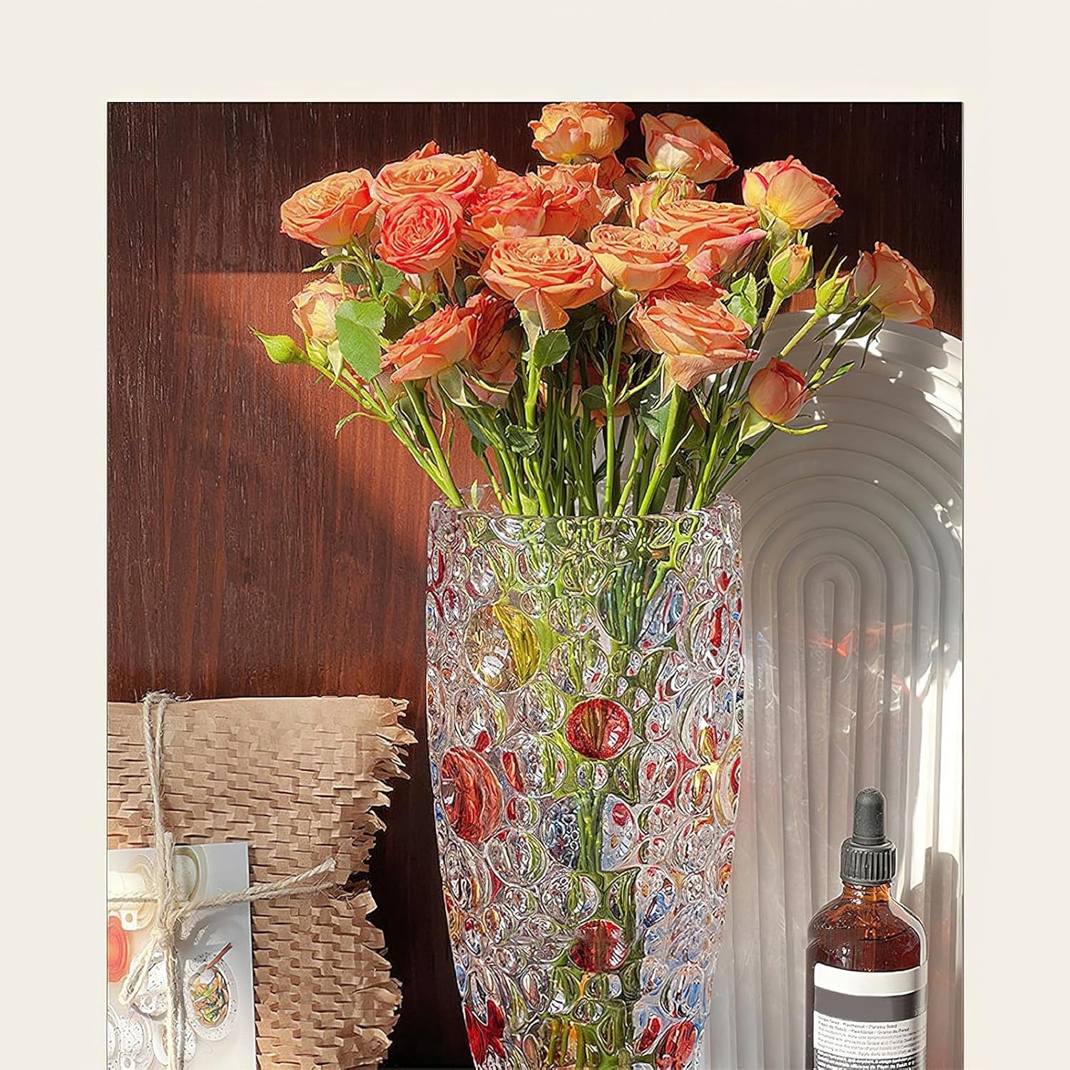 Tall Crystal Glass Flower Vase 25cm Heavy Decorative Centrepiece