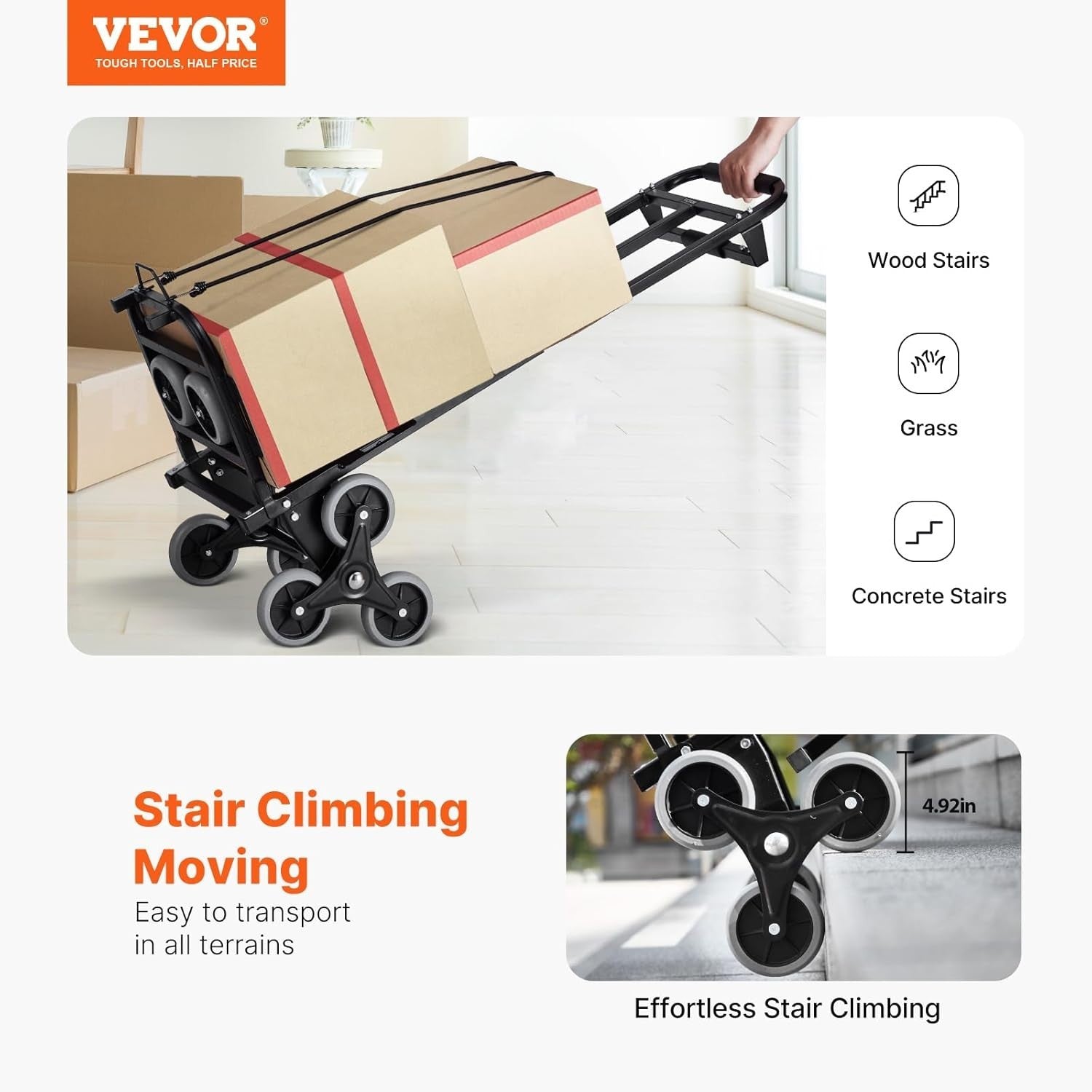 460lb Stair Climbing Hand Truck Folding Heavy Duty Dual Handle Cart