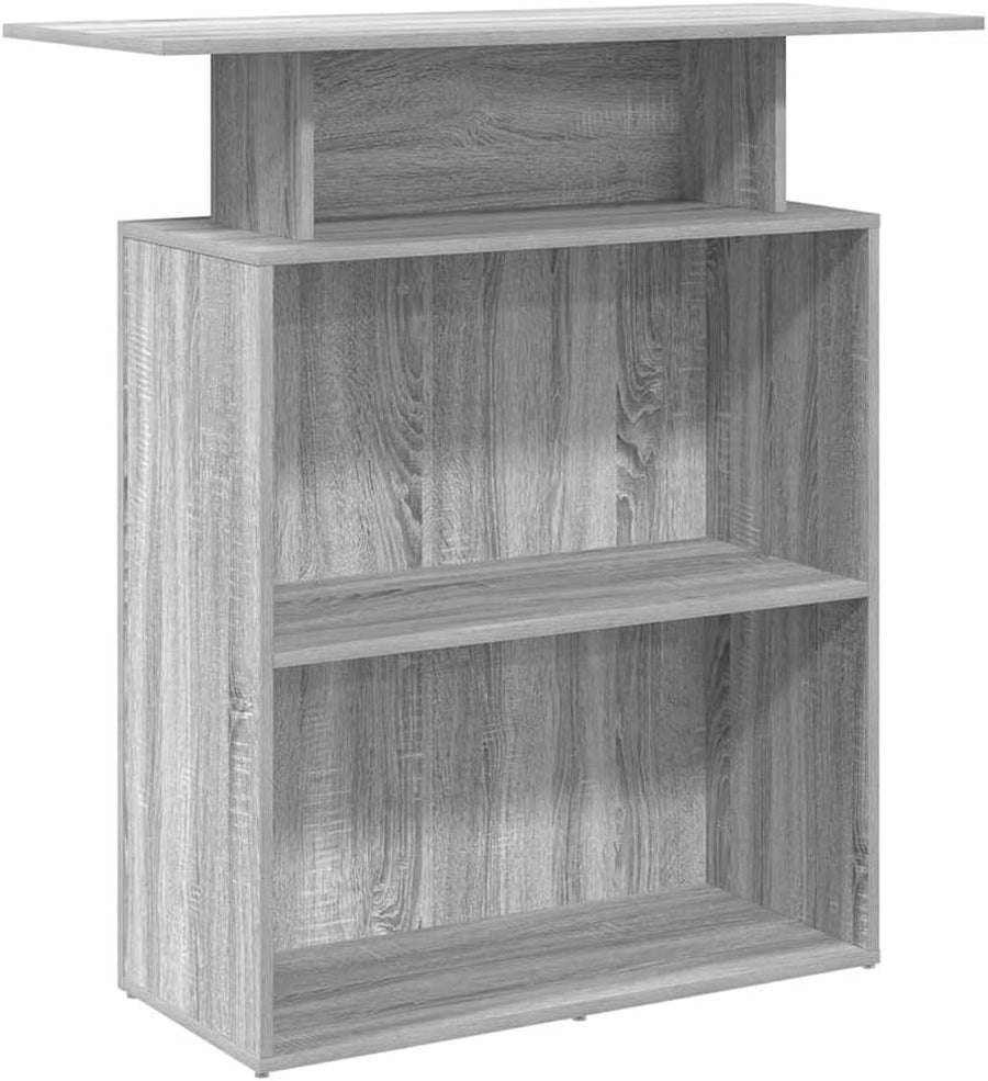 Grey Sonoma Reception Desk 100x40x104cm Modern Counter with Storage Shelf