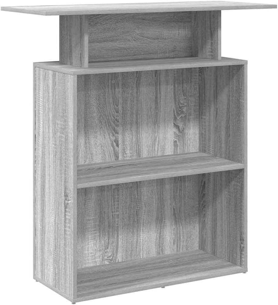 Grey Sonoma Reception Desk 100x40x104cm Modern Counter with Storage Shelf
