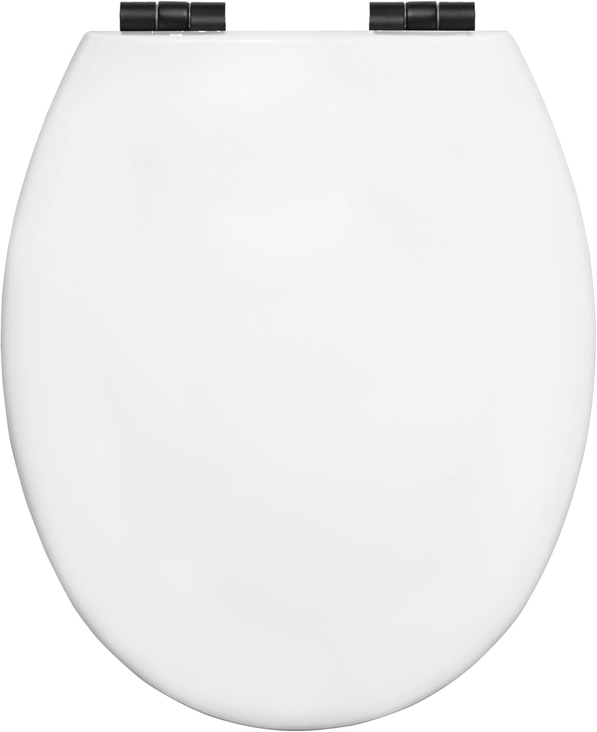 White Soft Close Toilet Seat Black Hinges Ultra-Fix Easy Clean 145–165mm