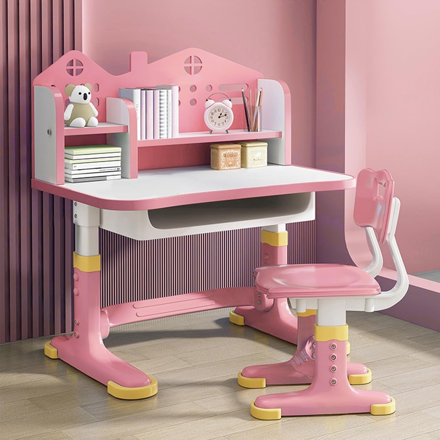 Adjustable Kids Desk & Chair Set with Drawer & Bookstand – Ergonomic Design