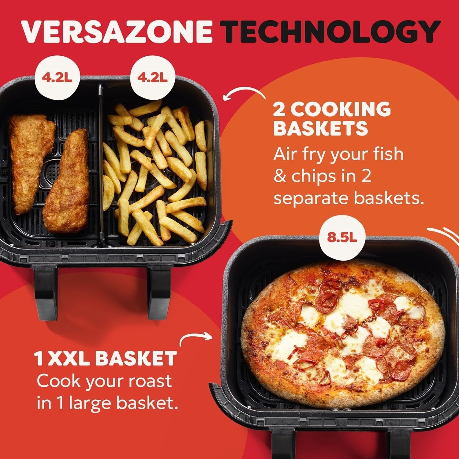 XXL Dual-Zone Air Fryer 8.5L | 8-in-1 Multi Cooker | SyncCook SyncFinish  Energy