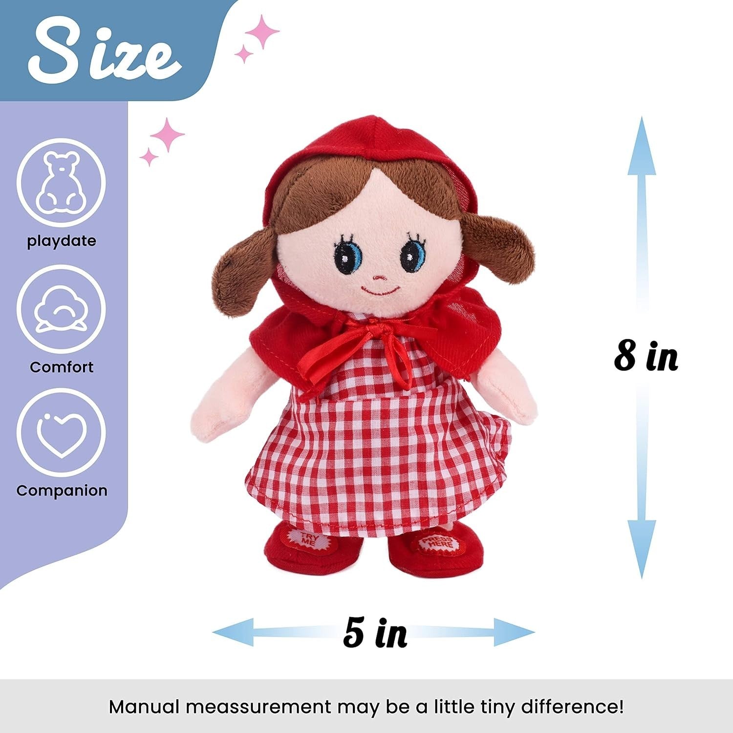 8in Talking Singing Walking Doll Repeats Voice Interactive Plush Toy Kids