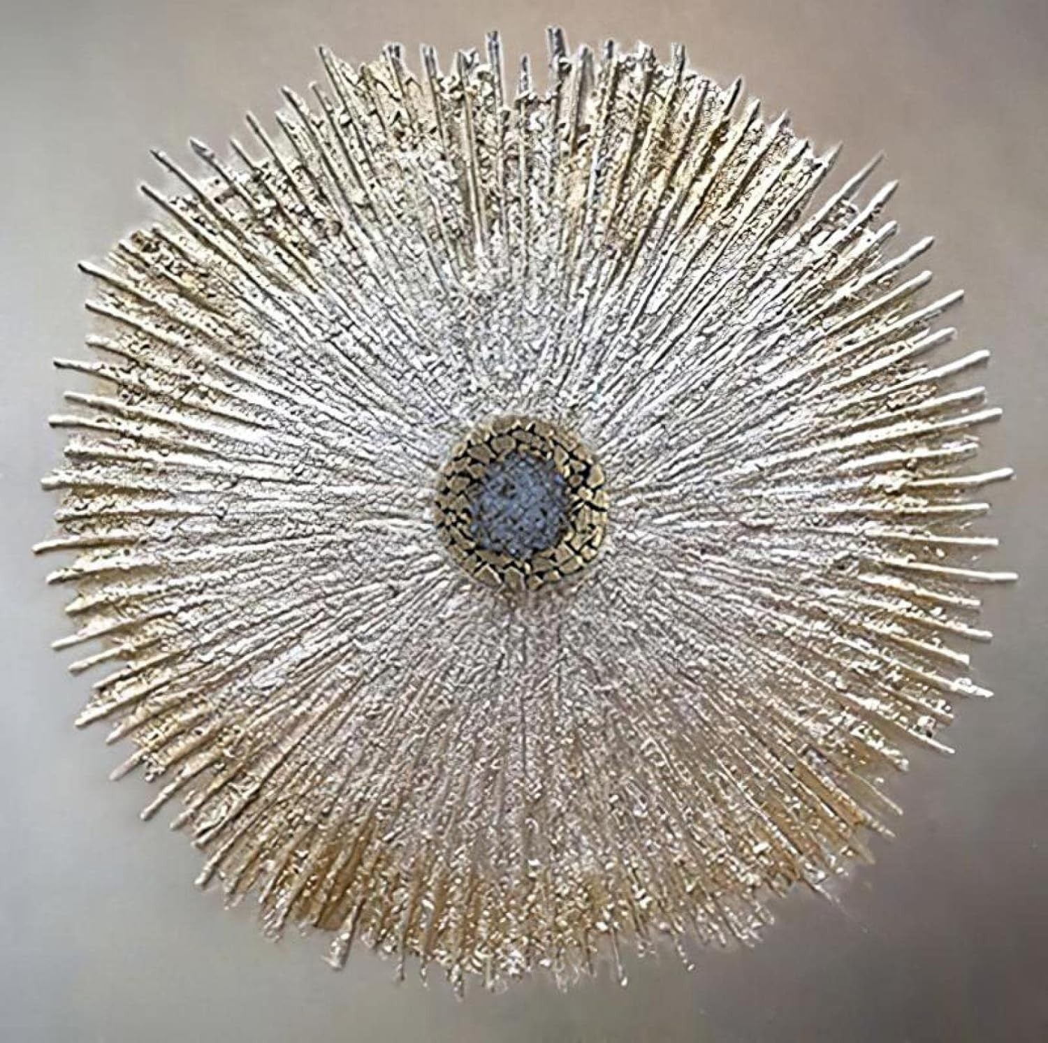 Silver Gold Round Wall Art Textured Canvas 70x70 cm Modern Decor