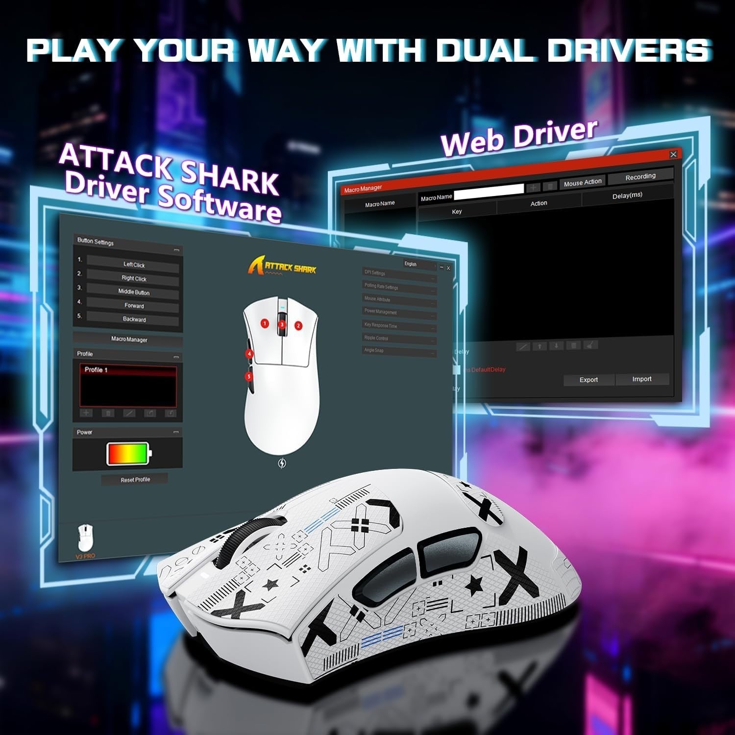 Wireless Gaming Mouse 25000 DPI 65g RGB Dock 100M Clicks
