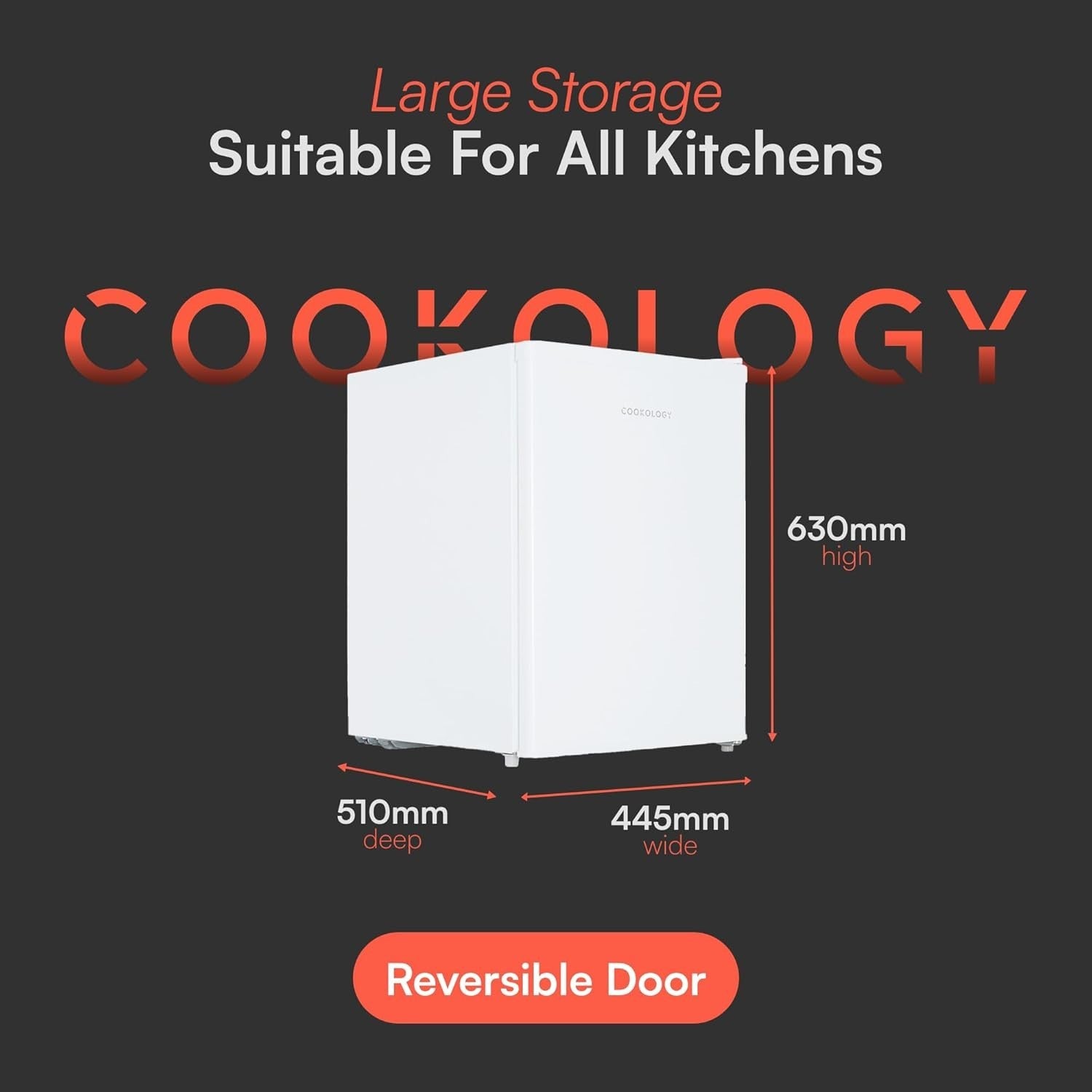 67L Table Top Mini Fridge Compact Freestanding Reversible Door White