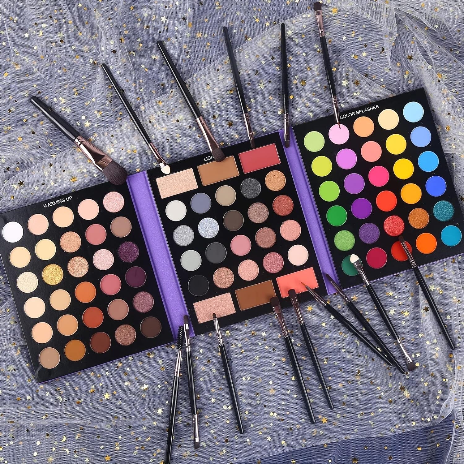 86 Color Eyeshadow Palette Makeup Set With 15 Brushes Matte Glitter