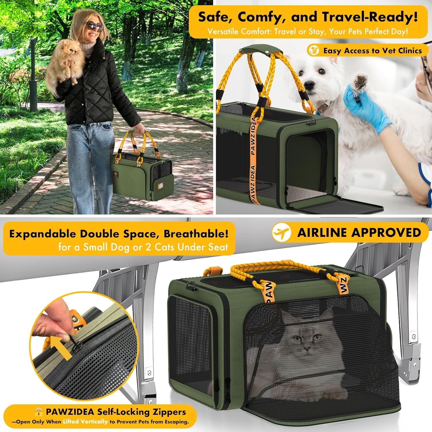 Double Pet Stroller 2 Detachable Carriers Foldable Dog Travel Pushchair