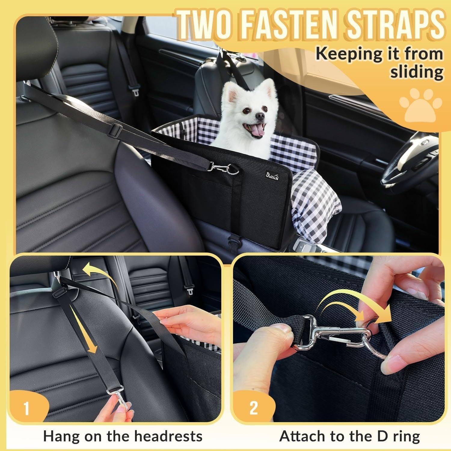 Console Dog Car Seat Booster Carrier Safety Belt Travel Bed Small Puppy