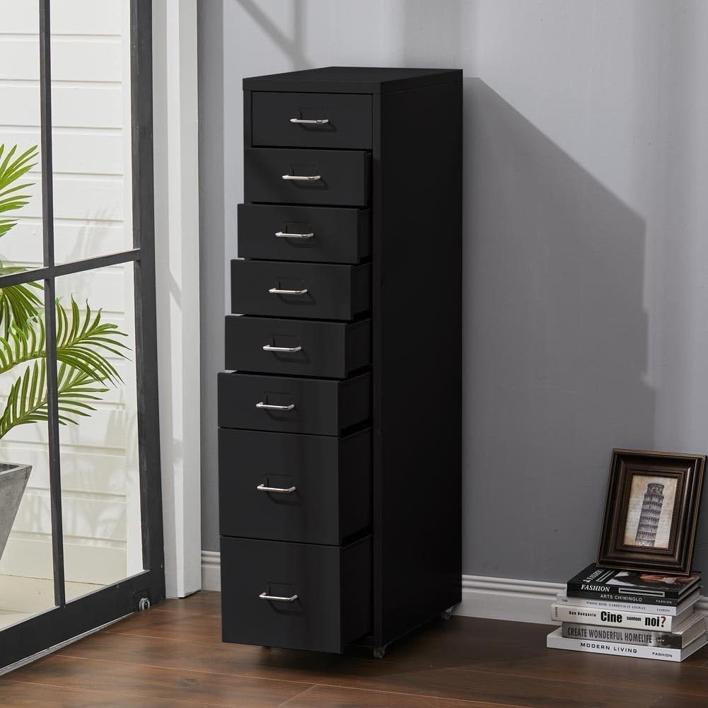 Tall Metal Rolling Storage Tower 8 Drawer Under Desk File Cabinet