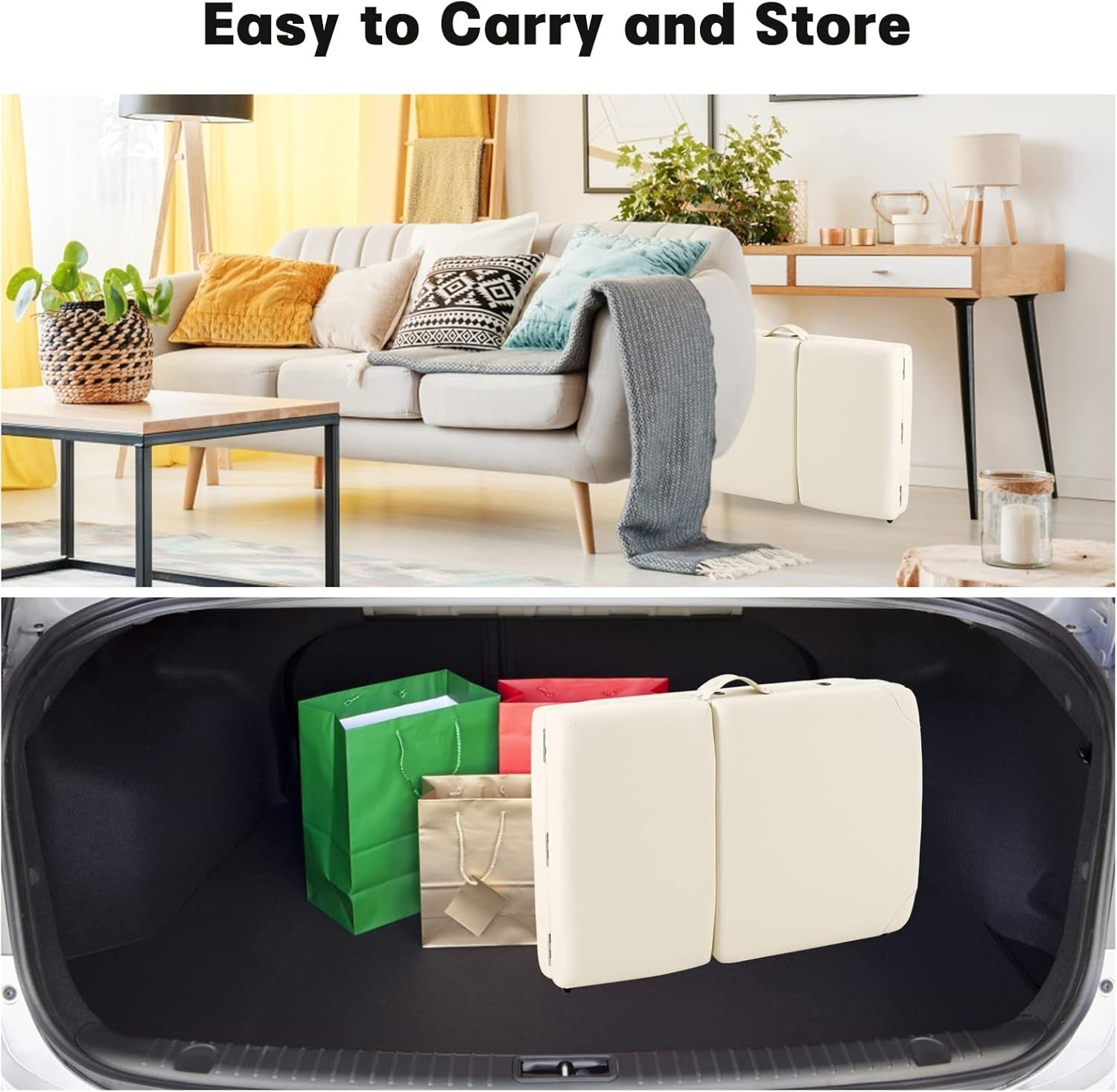Portable Massage Table Foldable 3-Section Aluminium Therapy Bed w/ Backrest