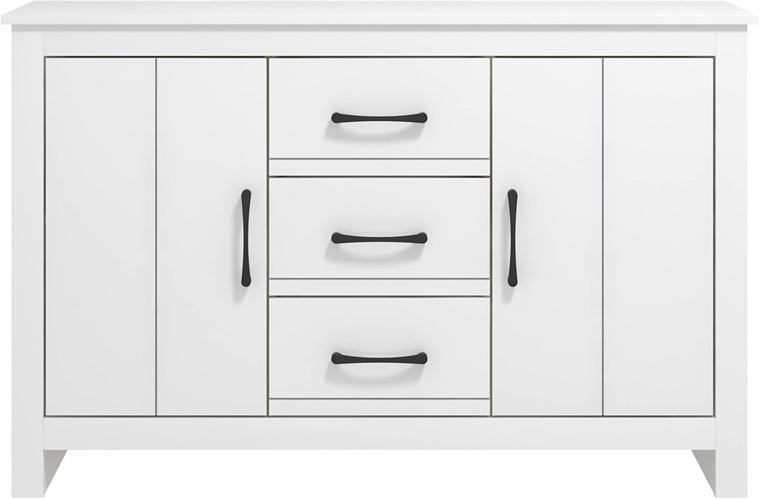 White Storage Sideboard Cabinet 2 Doors 3 Drawers Adjustable Shelves