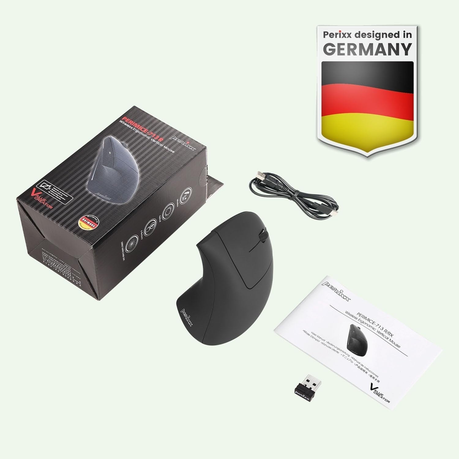 Vertical Ergonomic Wireless Mouse Rechargeable 6 Button USB