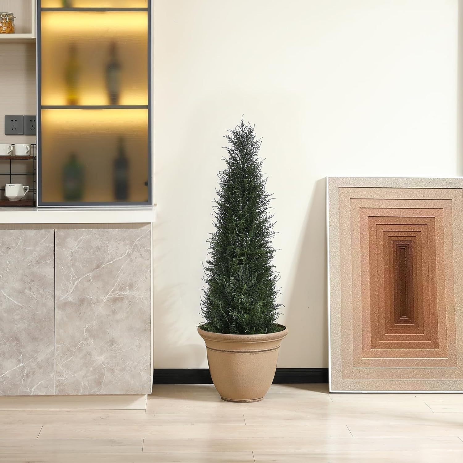 120cm Artificial Cypress Tree UV Resistant Outdoor Indoor Greenery Decoration