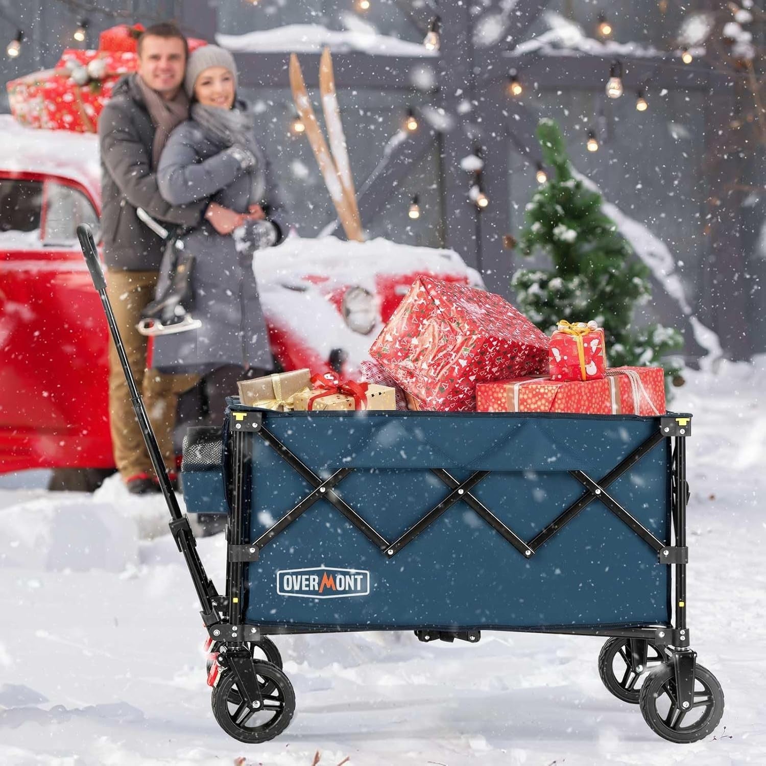 Blue Heavy Duty Folding Camping Wagon 150kg All Terrain Festival Garden Trolley