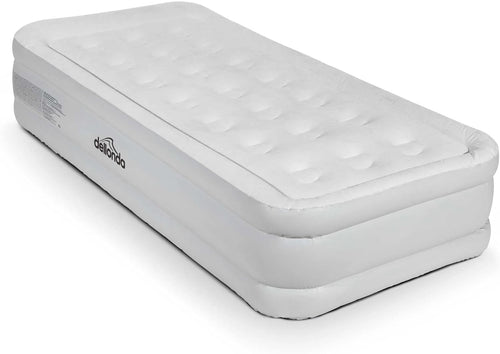 Single High Raised Inflatable Air Bed with Electric Pump & Flocked Surface