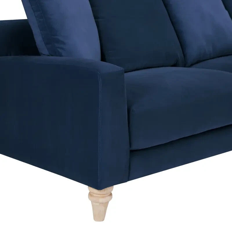 Navy Blue 3 Seater Sofa Scatter Cushions Deep Seat Velvet Modern Lounge