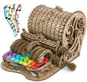 Hand Cranked 3D Wooden Piano Puzzle Kit, Mechanical Music Model, DIY Craft