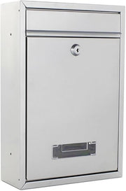 Wall Mount Steel Mailbox Silver Zinc-Plated Lockable Post Box 215x90x320mm
