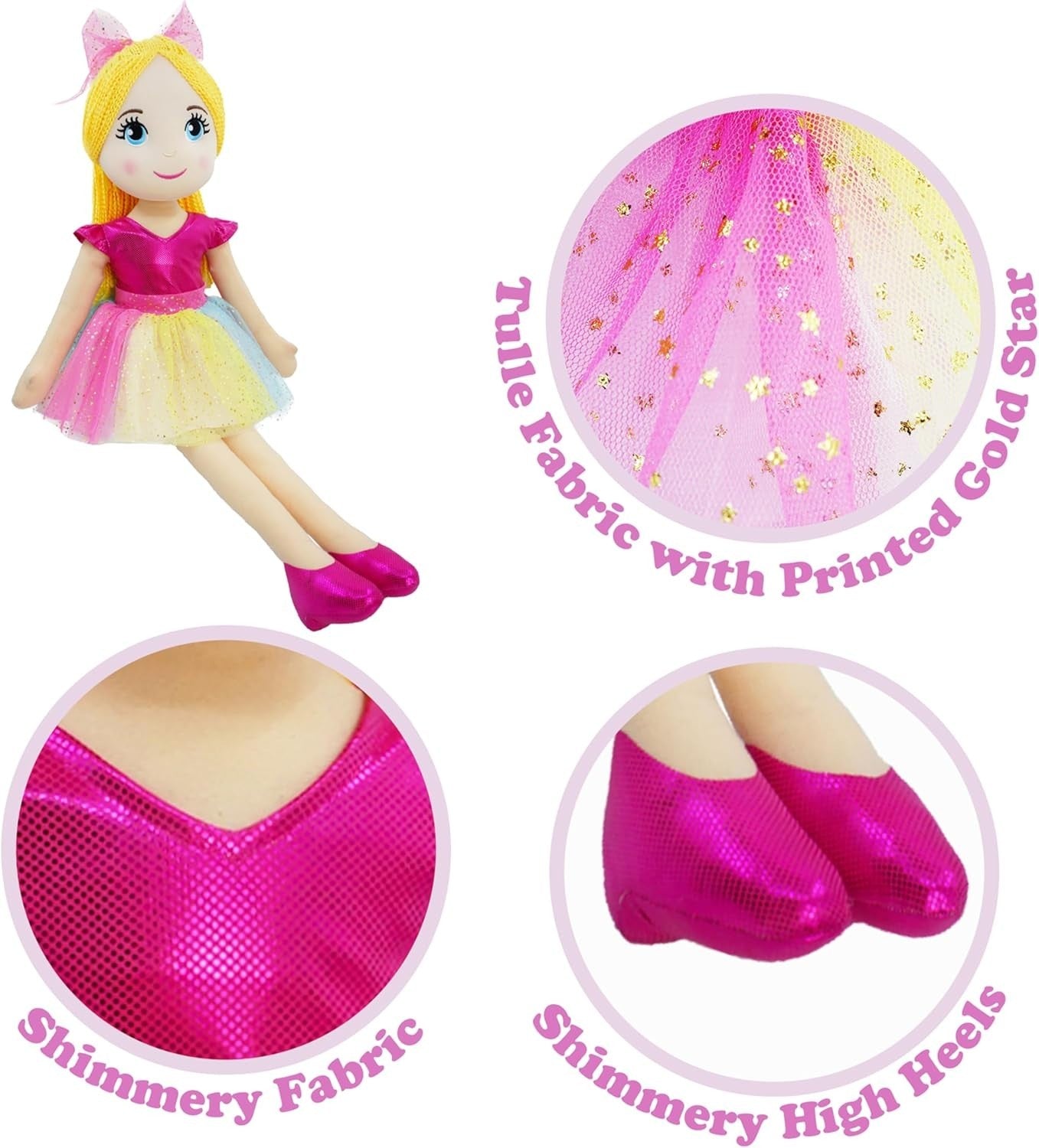 80cm XL Ballerina Princess Plush Doll Life Size Soft Pink Gift for Girls