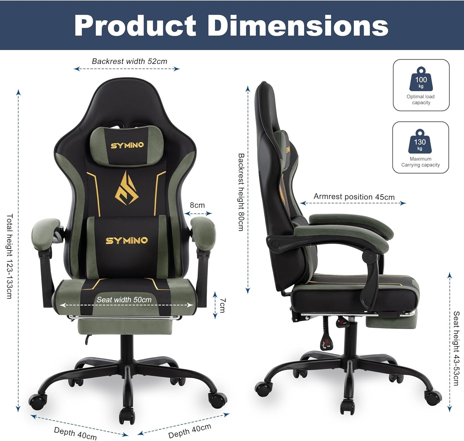 Ergonomic Gaming Chair Recliner w/ Footrest Lumbar Support PU Leather