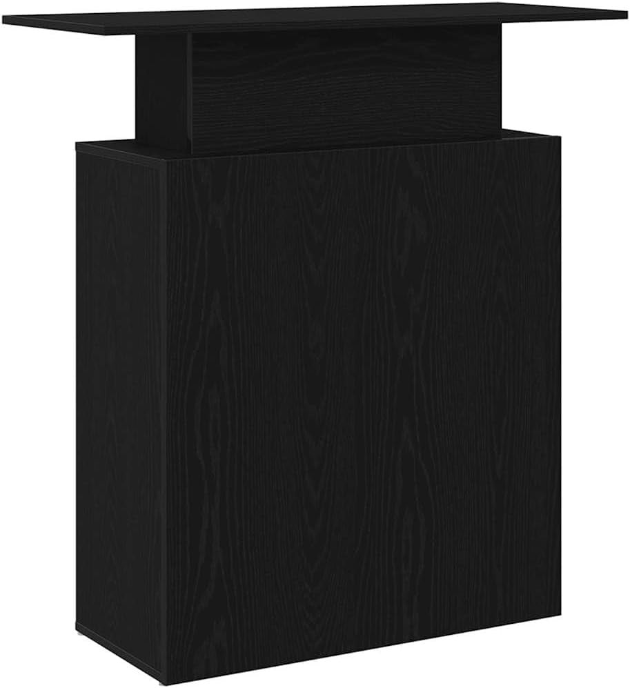 Black Reception Desk 100x40x104cm Modern Office Counter with Shelf Storage