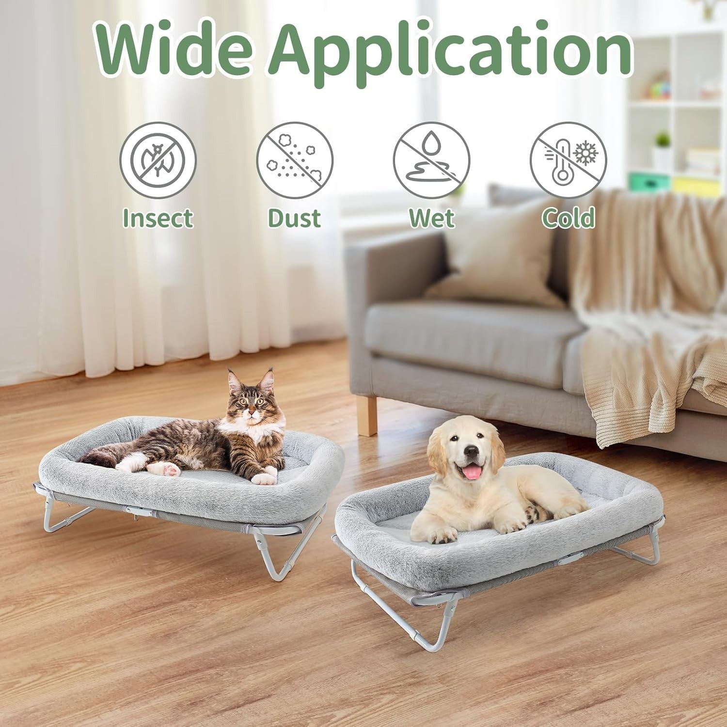 Raised Cat Bed Foldable Pet Hammock Elevated Kitten Puppy Cot Washable