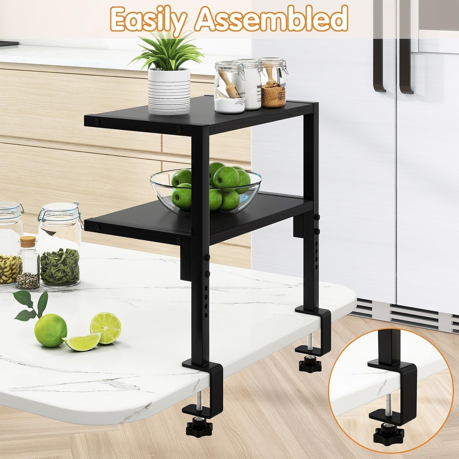 Clamp-On 2-Tier Adjustable Desk Shelf, 12.9" Storage Rack for Office