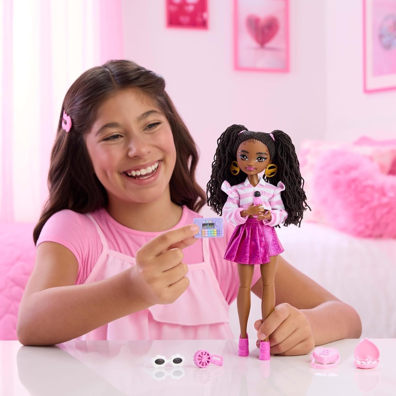 Fashion Doll with Dance Accessories Posable Brunette Hair Removable Outfit