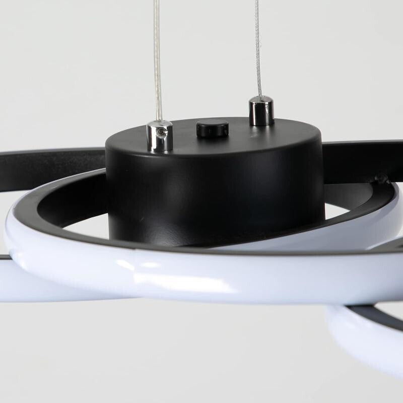 Black LED Ring Chandelier 4 Ring Dimmable Pendant Light for Kitchen