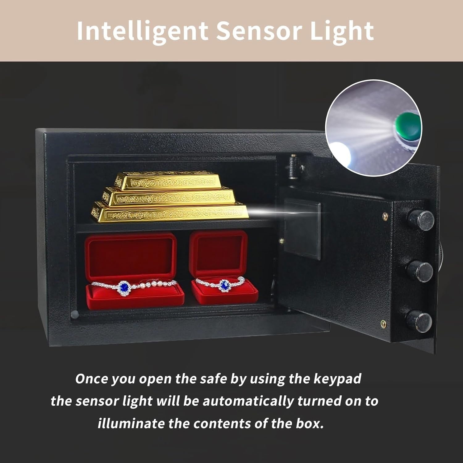 17L Fireproof Digital Safe Box Alarm Sensor Light Cash Security Safe