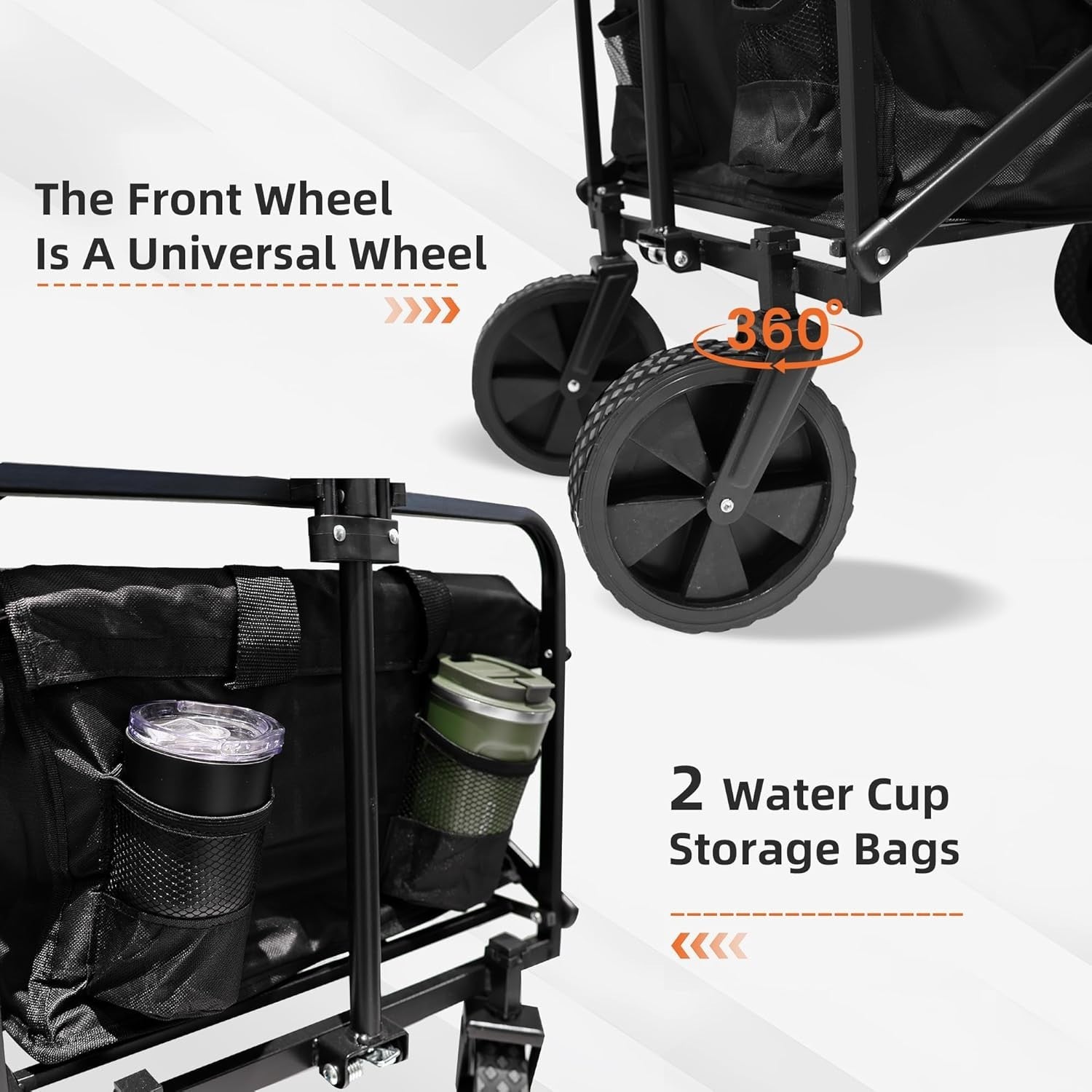 Black Heavy Duty Folding Wagon Large Collapsible Garden Camping Beach Trolley