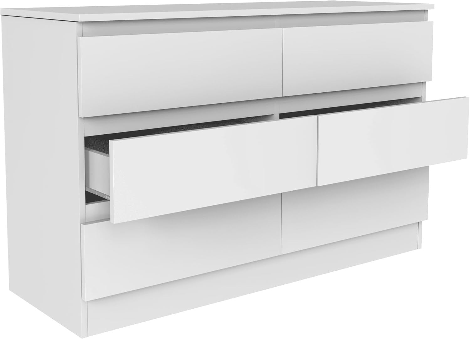 White 6 Drawer Chest Dresser Unit Bedroom Storage Cabinet Modern MDF
