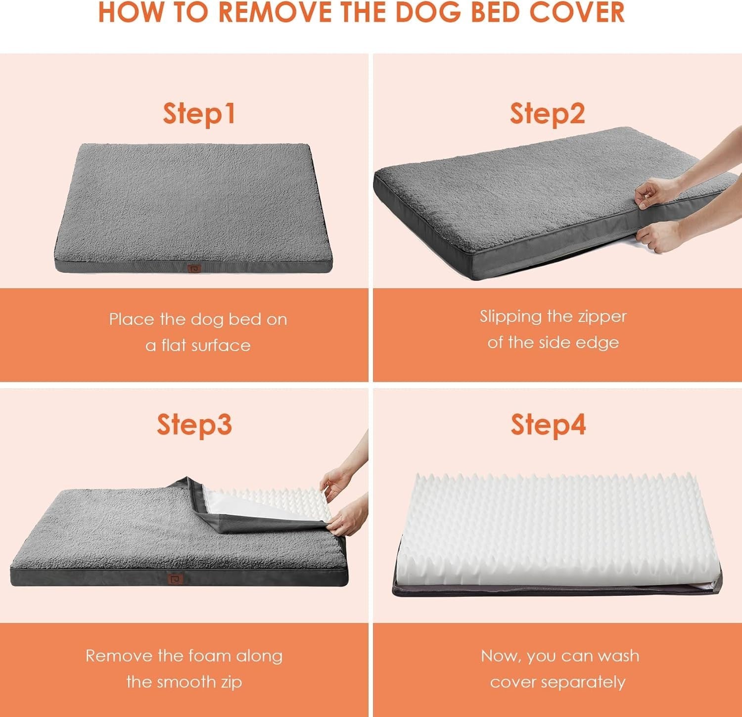 XL Orthopedic Dog Bed Mattress Egg Crate Foam 104x68x9cm Grey