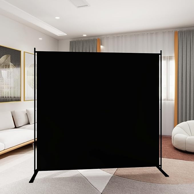 6ft Folding Room Divider – Black Privacy Screen Wall for Home Office Bedroom