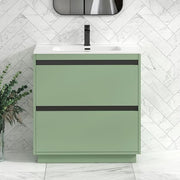 800mm Mint Green Floor Standing Vanity Unit with Basin Sink 2 Drawer Cabinet