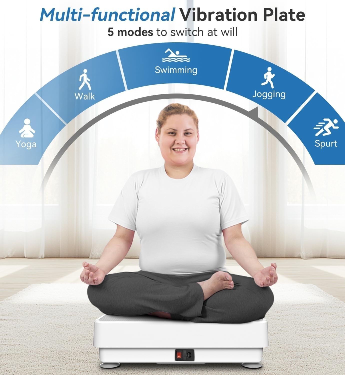 Full Body Vibration Plate Lymphatic Drainage Home Fitness White