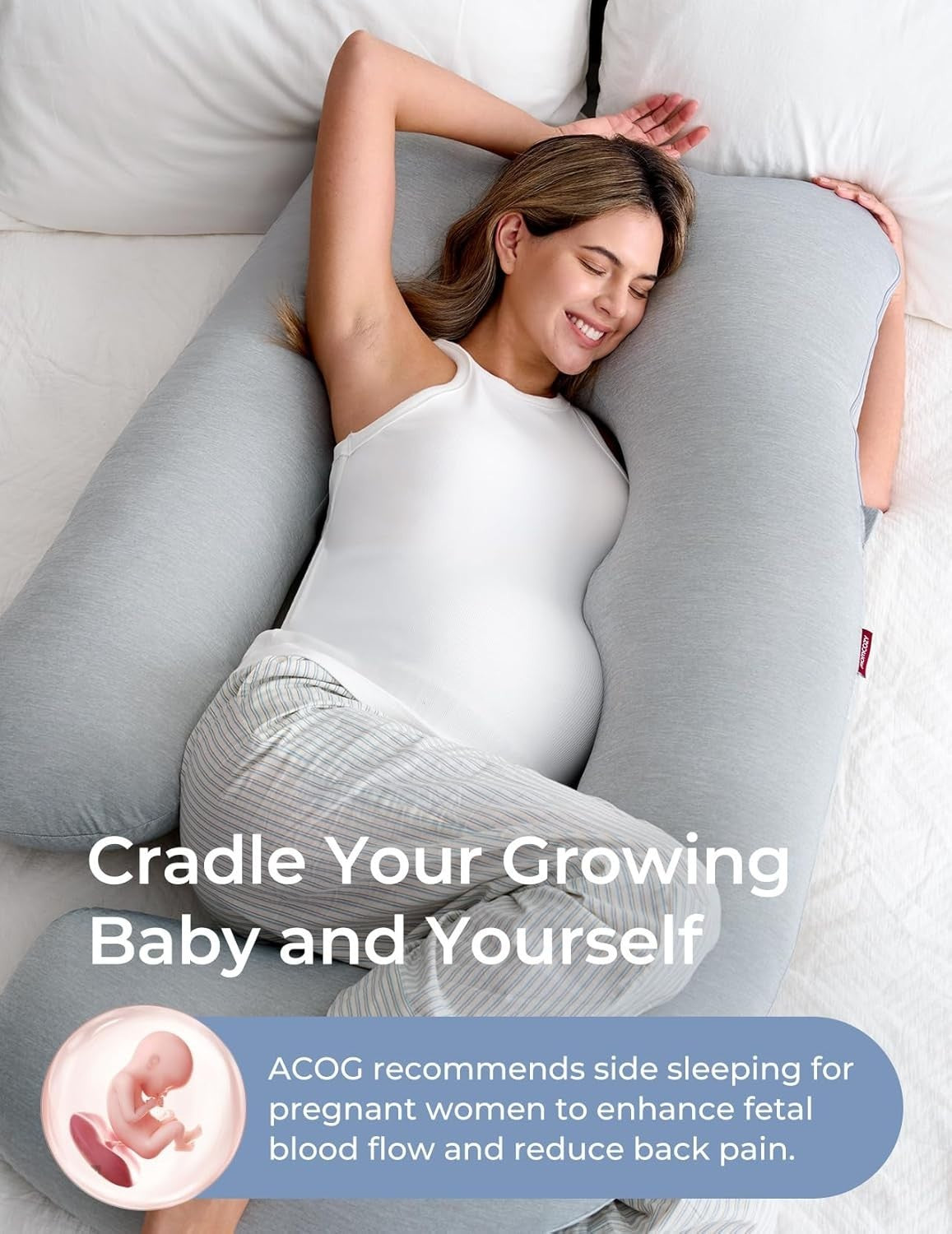 Pregnancy Pillow 57” Full Body Maternity Support Side Sleeper Belly Back