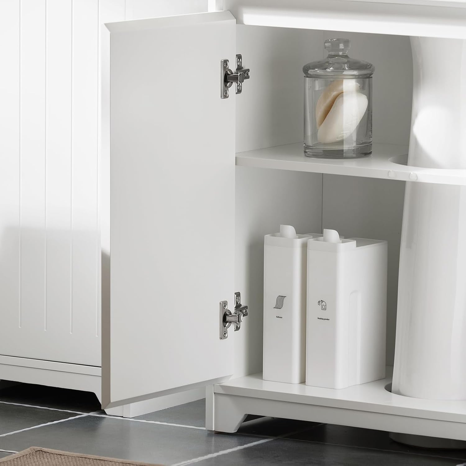 White Under Sink Bathroom Cabinet 2 Door Vanity Storage Unit for Pedestal Sinks