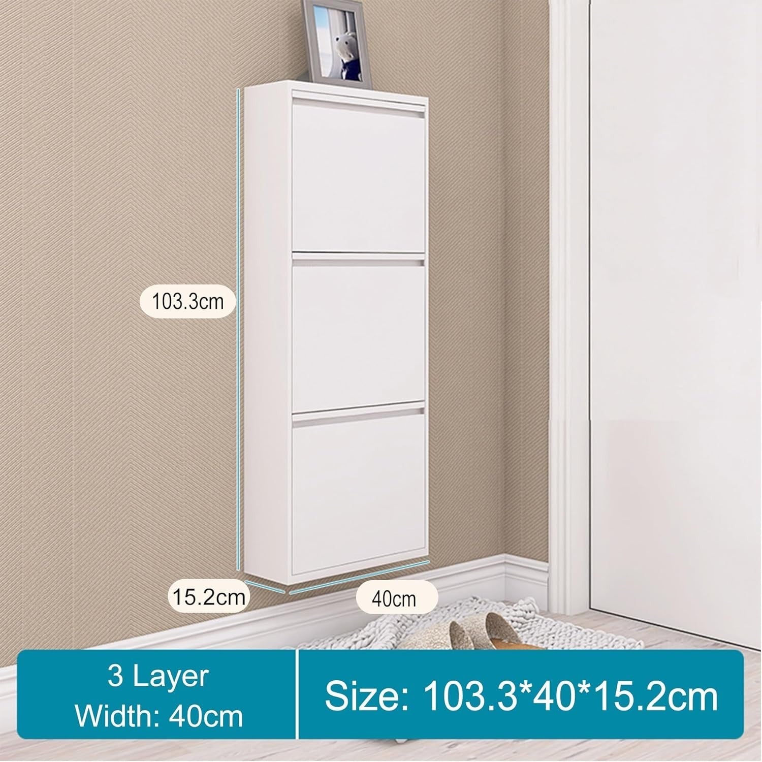 Slim Hidden Shoe Storage Cabinet with Doors – Durable, Quiet Flip-Down Design