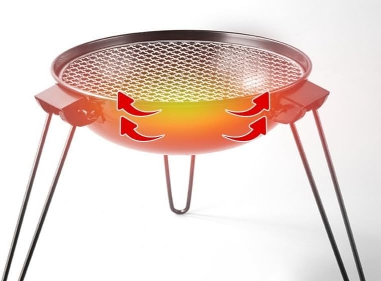 Portable Charcoal Fire Pit BBQ Grill with Folding Legs, Outdoor Camping