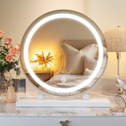 LED Makeup Mirror 30x30cm with Dimmable Touch Lights & 360° Rotation