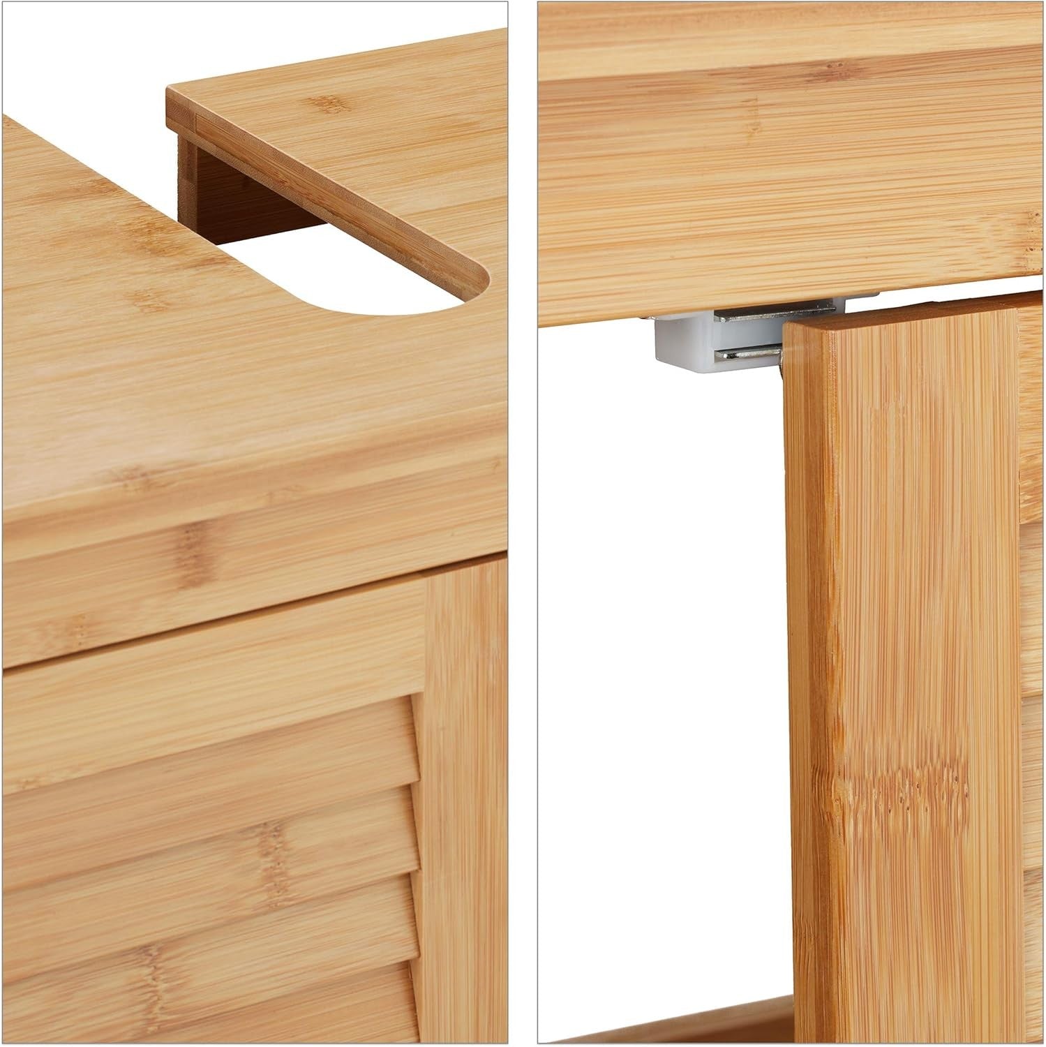 Natural Bamboo Bathroom Sink Cabinet – 2 Door Under Sink Storage Unit 67x60cm