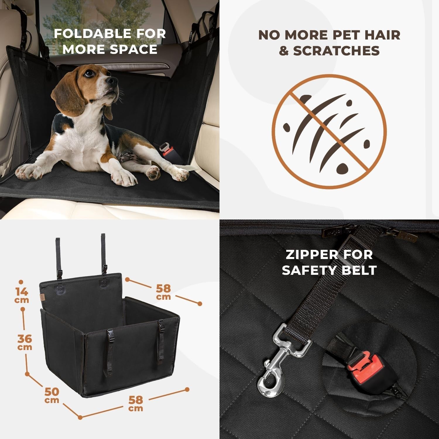 Extra Stable Dog Car Seat Waterproof Booster Bed Back Seat Up to 18kg