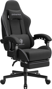 Ergonomic Gaming Chair with Footrest Massage Lumbar 150kg Black