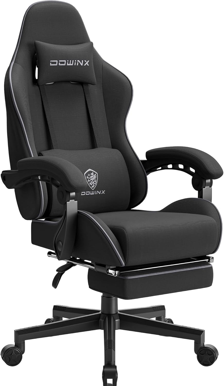 Ergonomic Gaming Chair with Footrest Massage Lumbar 150kg Black