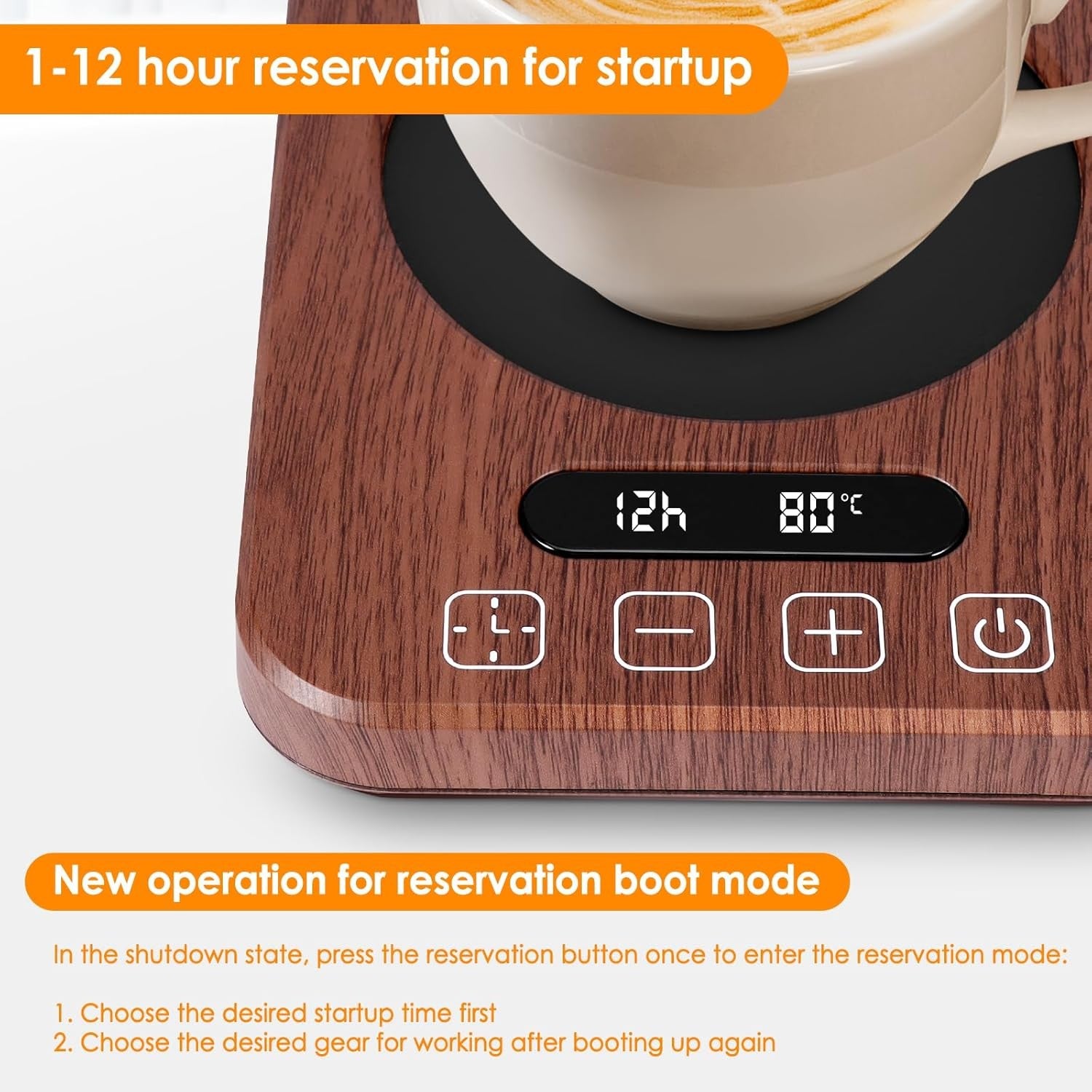 Coffee Mug Warmer 7 Temp 110-180°F 12H Timer 18W UK Plug