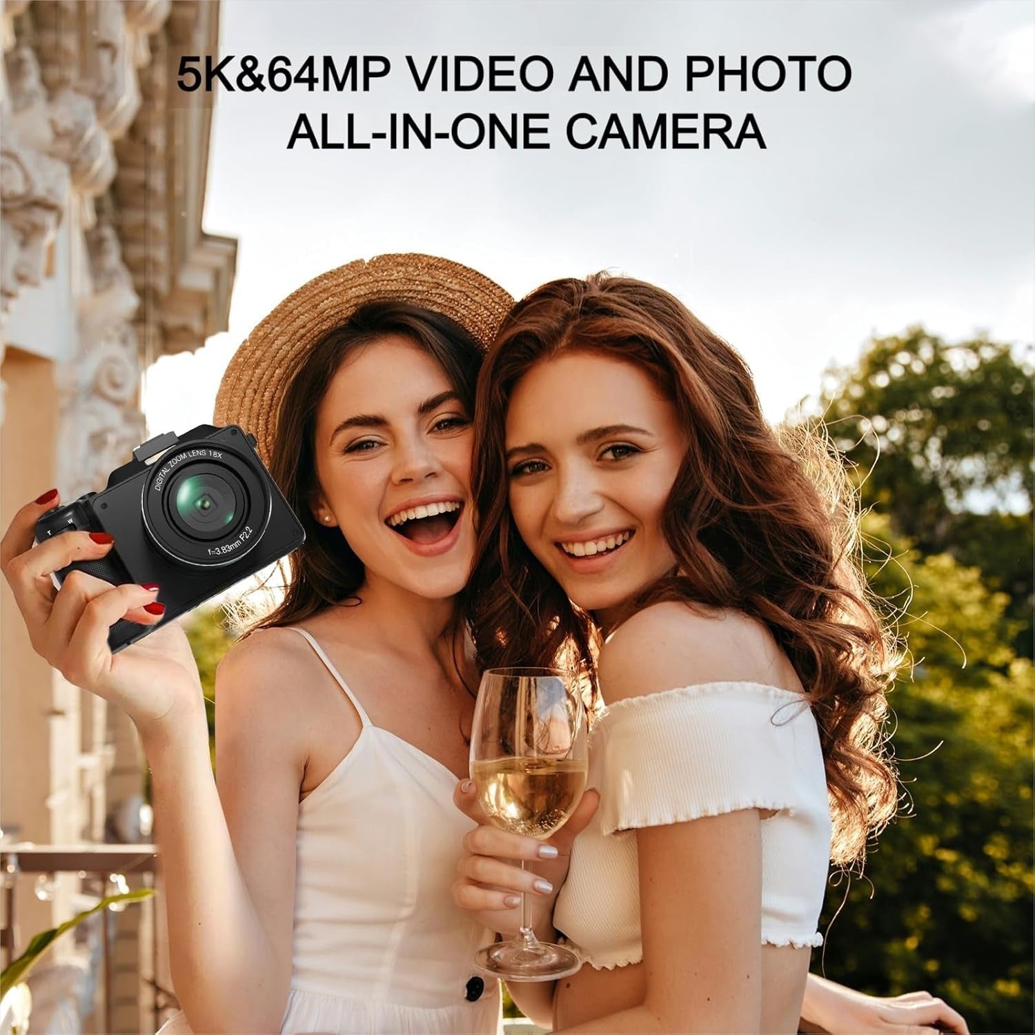 5K 64MP Digital Camera WiFi Autofocus Vlogging Camera 64GB 18X Zoom