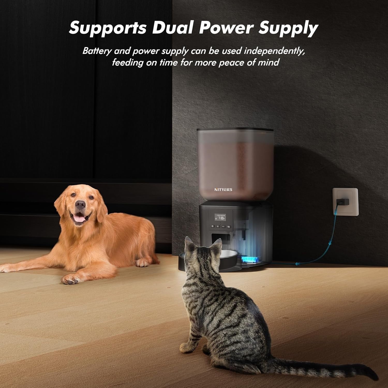 8L Automatic Cat Feeder Timed Pet Food Dispenser 1-6 Meals Voice Record